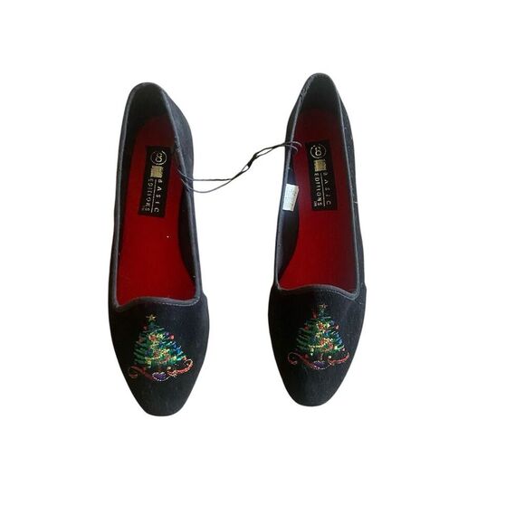 Basic Edition Women's Christmas Tree Embroidered Velvet Flats Size 8 Multicolor - Picture 12 of 12